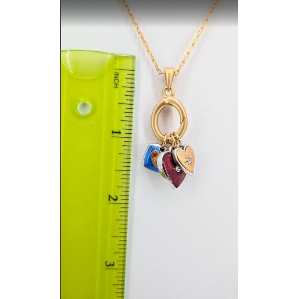 Brighton One Heart Necklace JM7687 Gold Silver Blue Red Enamel Crystal 16-19in - Picture 13 of 14